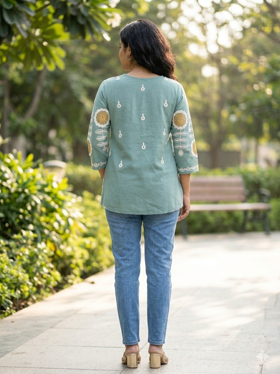 Thread Embroidered Summer Top