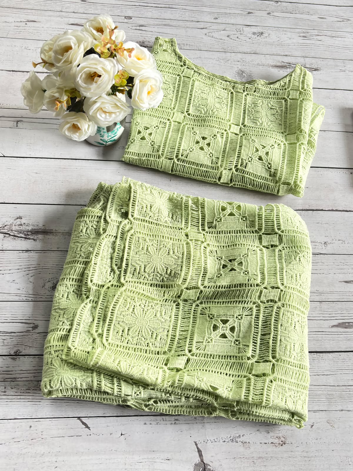 green crochet cord