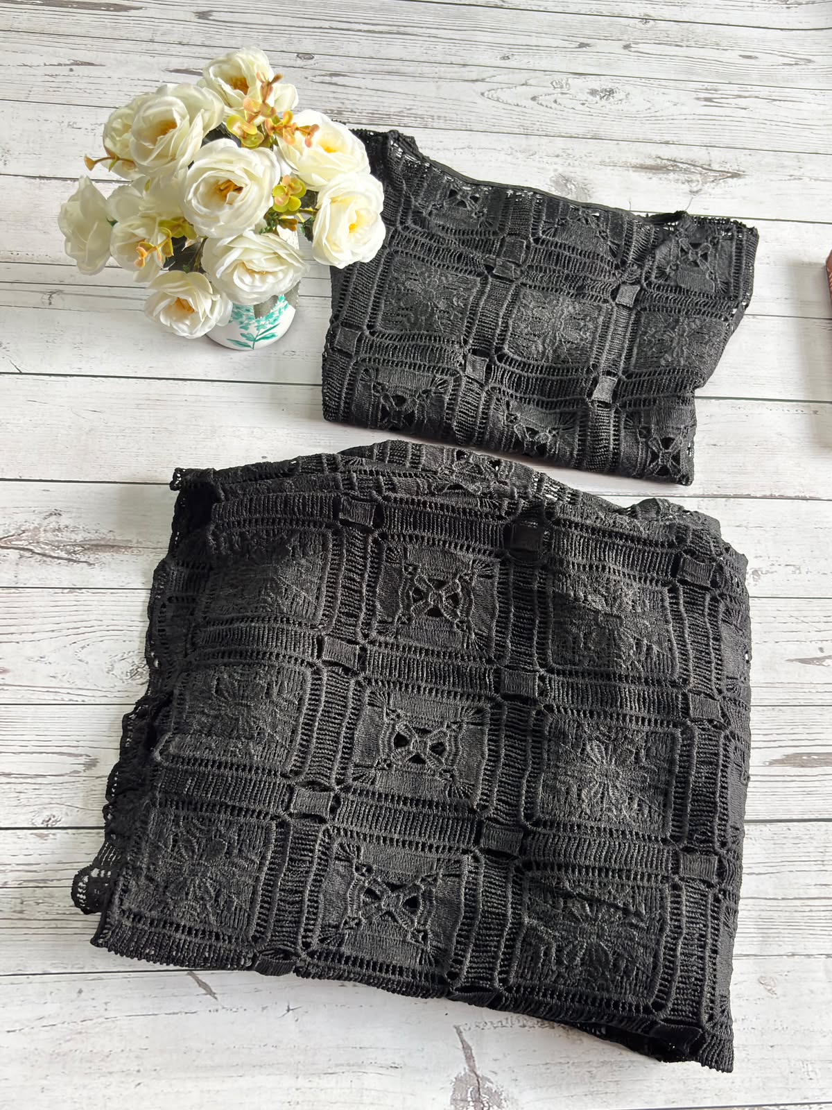 Black Crochet Cord crop style 