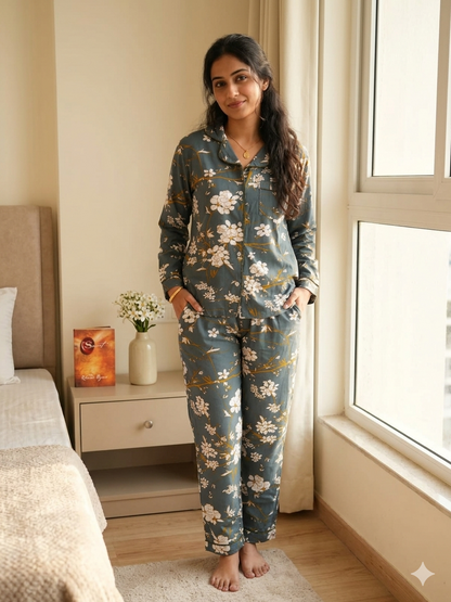 Grey Floral PJ Set