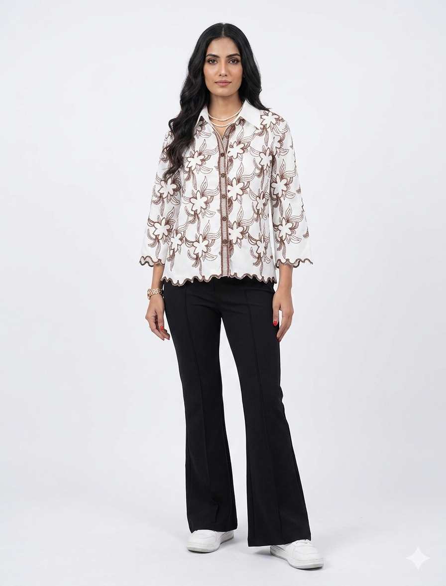 Thread Embroidered Cotton Shirt