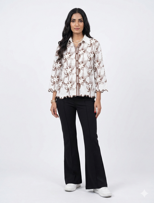 Thread Embroidered Cotton Shirt