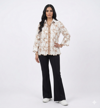 Thread Embroidered Cotton Shirt