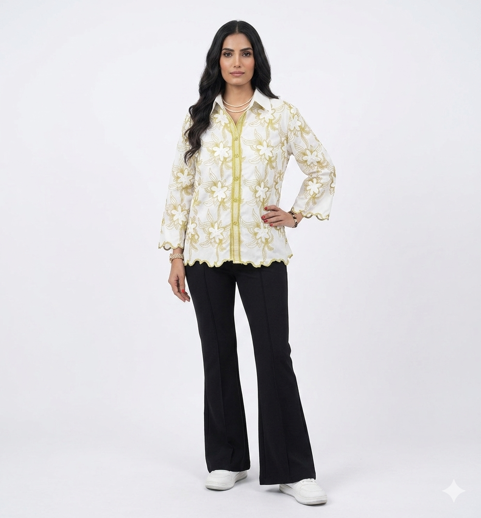 Thread Embroidered Cotton Shirt