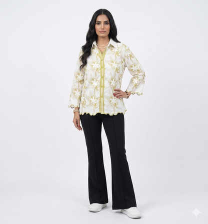 Thread Embroidered Cotton Shirt