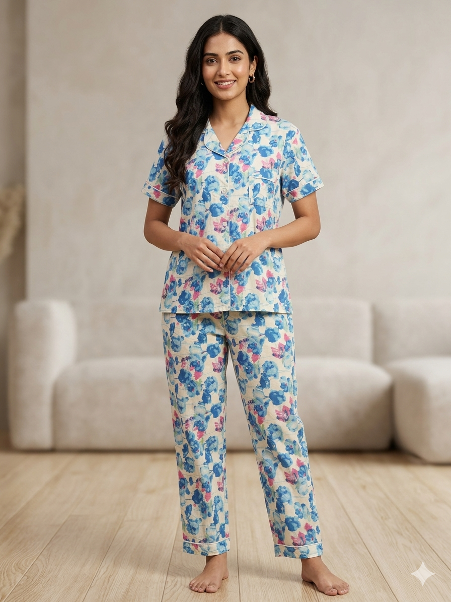 Blue & Pink Floral PJ Set