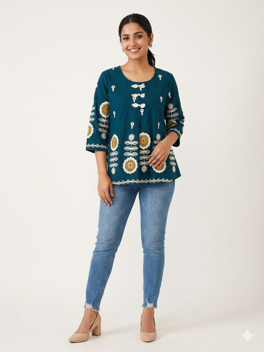 Thread Embroidered Summer Top