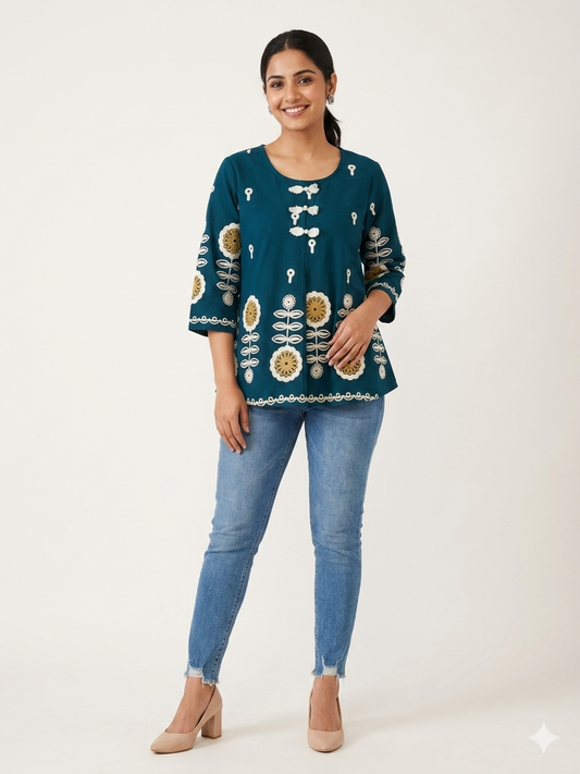 Thread Embroidered Summer Top