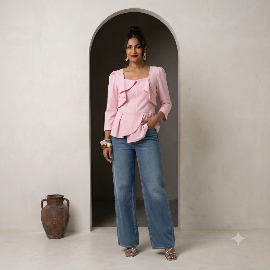 Peplum Style Top in pink colour
