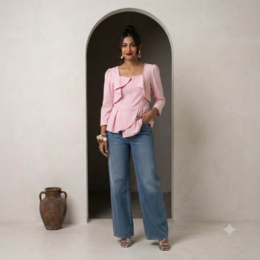 Peplum Style Top in pink colour