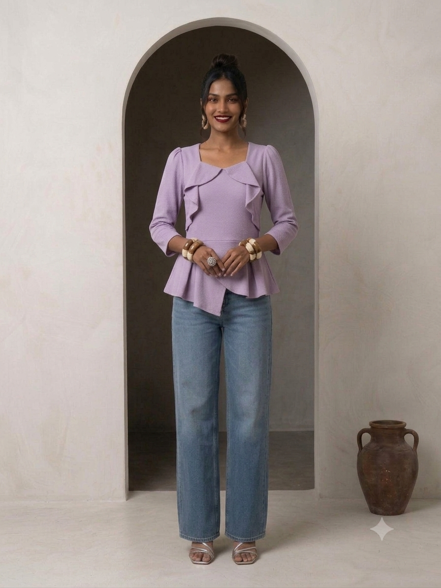 Peplum Style Top in purple colour