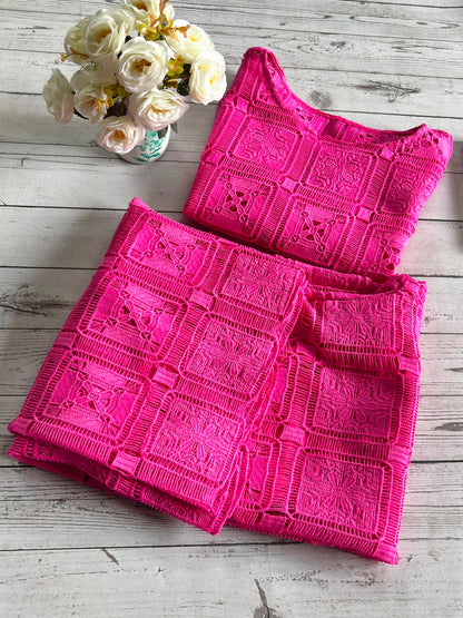 Pink Crochet Cord crop style 