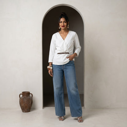 Shop Wrap Daily Wear Top for women in white colour