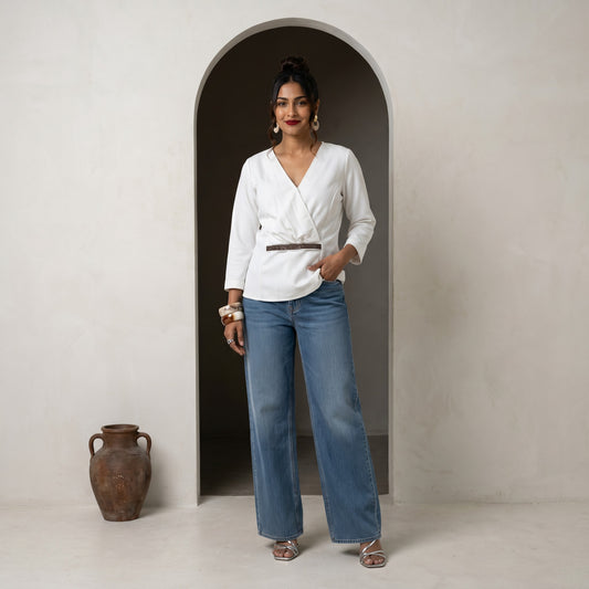 Shop Wrap Daily Wear Top for women in white colour