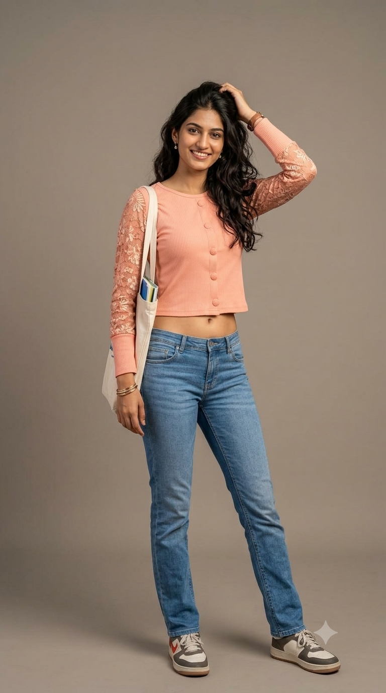 Short top with net sleeves in pink