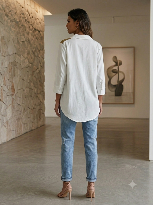 Soft Crepe Printed Shirt- Back side