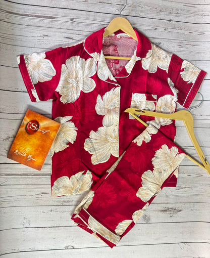 Cherry Red Floral PJ Set