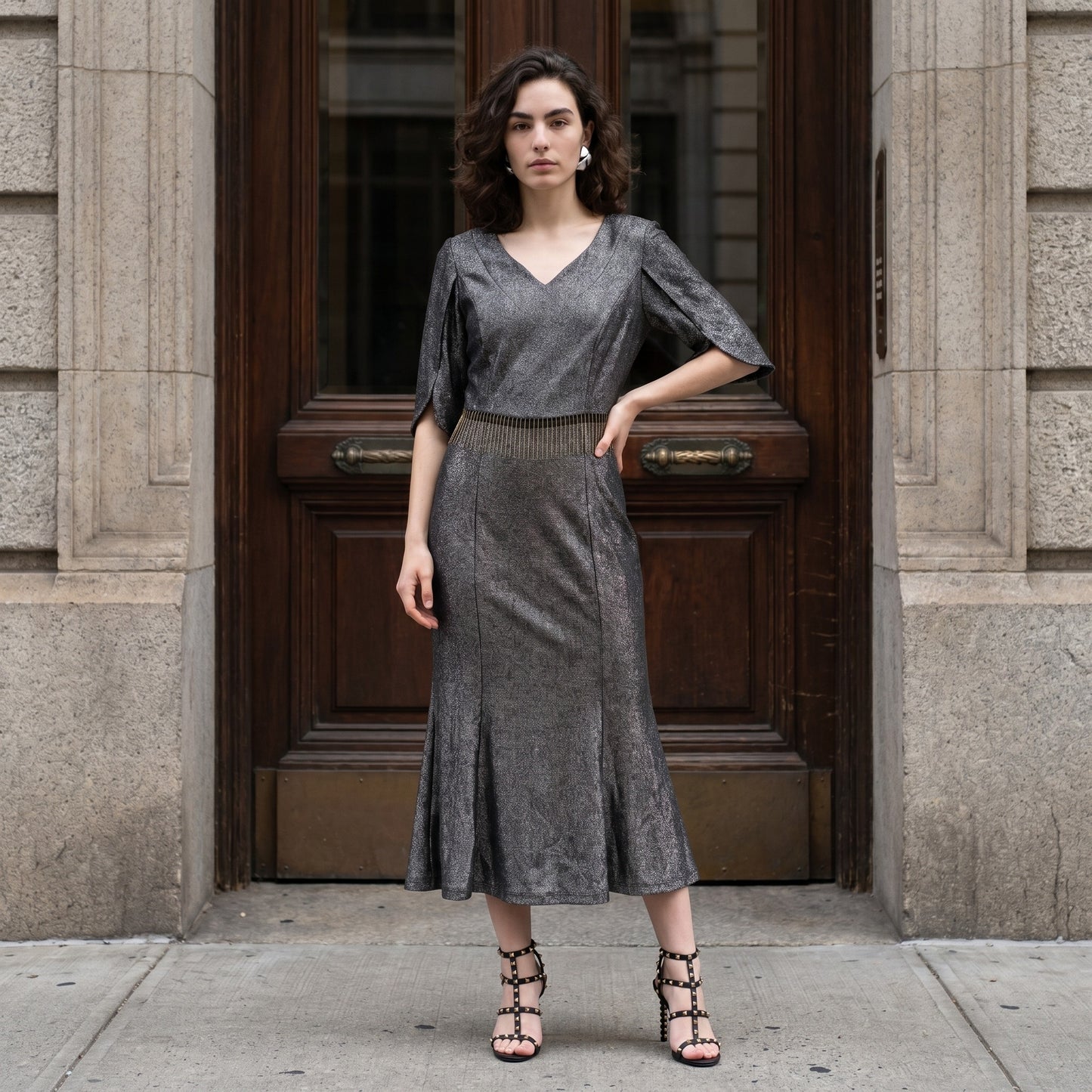 Shimmer Knee Length Party Dress