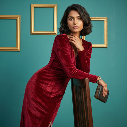 Designer Party wear Winter Velvet Dress