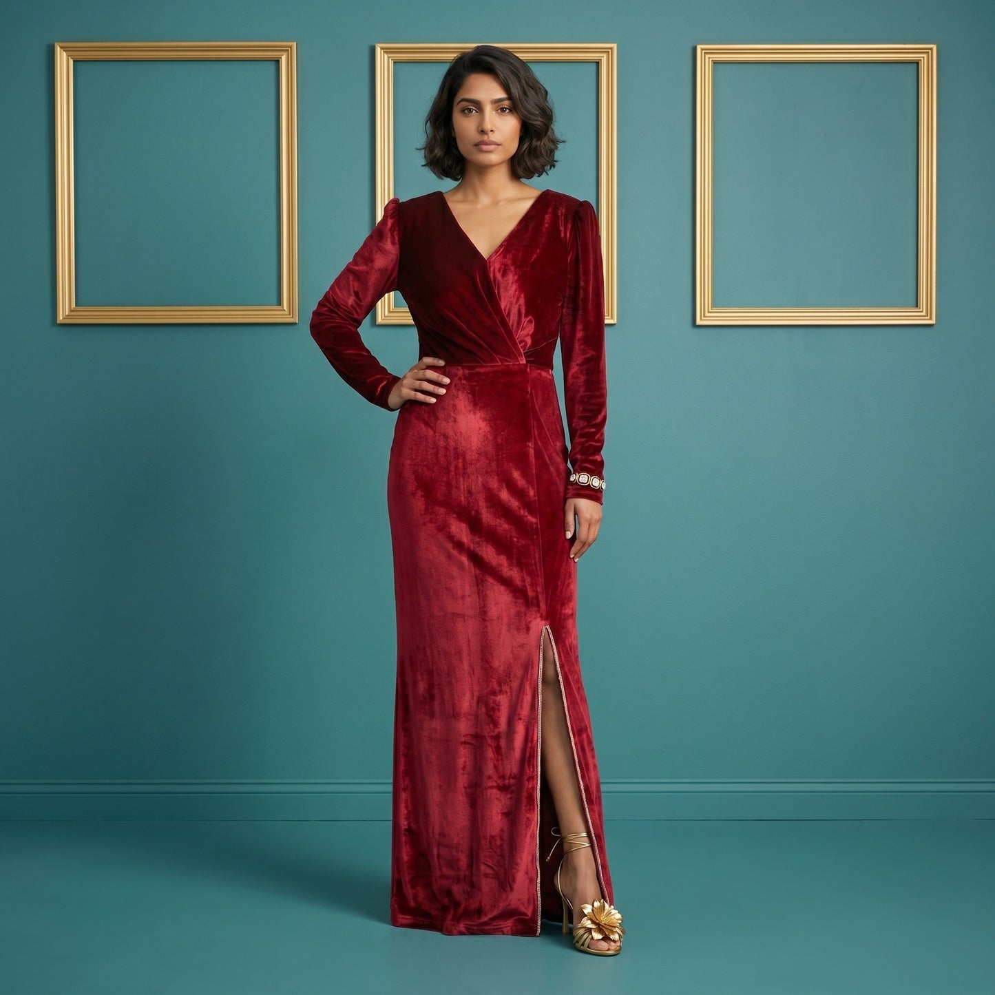 Designer Party wear Winter Velvet Dress