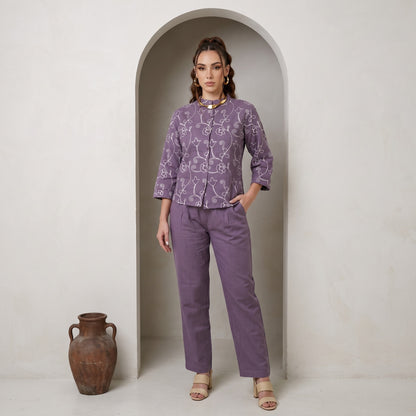 Thread Embroidered Collar Cord Set