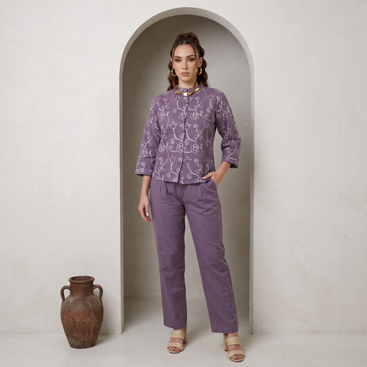 Thread Embroidered Collar Cord Set