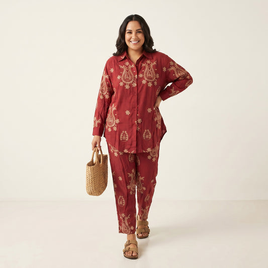 Rubber Printed Full Sleeve Cotton Cord Set